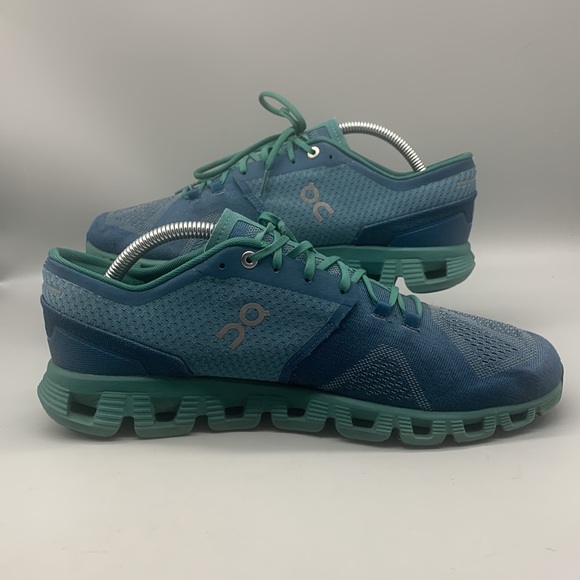 On Running Shoes On Cloud X Helion Cloudtec Blue Green Running